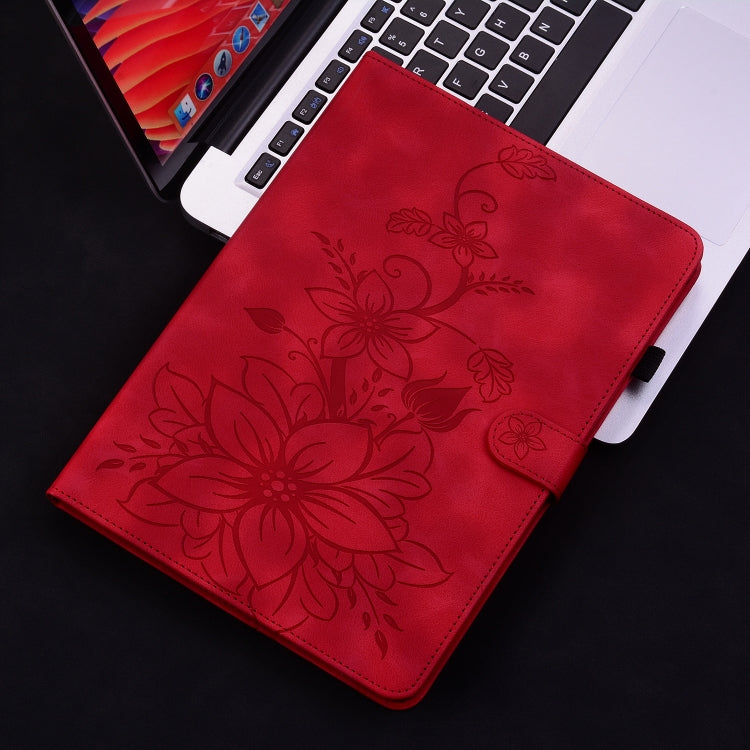 For itel Pad One 10.1 Lily Embossed Leather Tablet Case(Red) - Others by PMC TechLife | Online Shopping South Africa | PMC TechLife | Buy Now Pay Later Mobicred