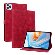 For itel VistaTab 30 Lily Embossed Leather Tablet Case(Red)