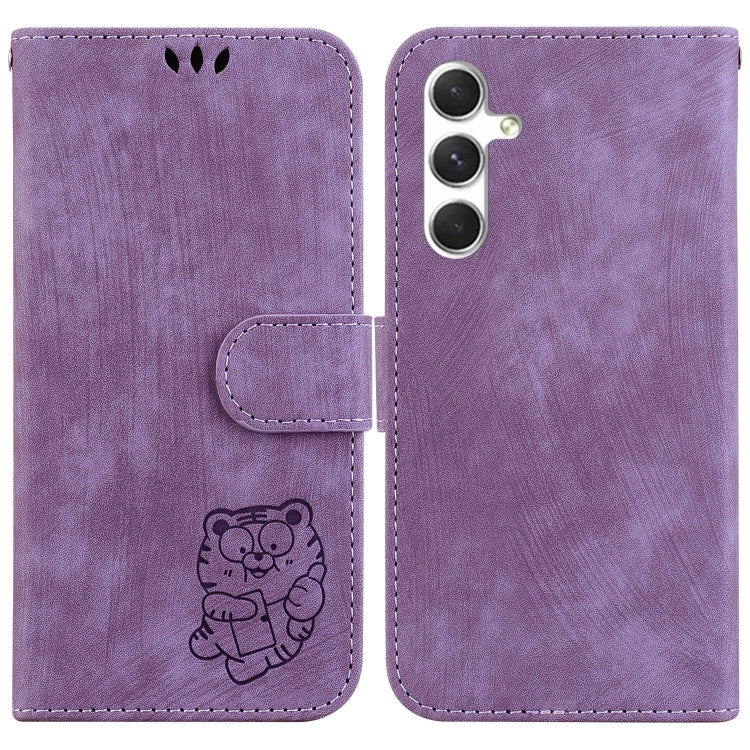 For Samsung Galaxy S25 5G Little Tiger Embossed Leather Phone Case(Purple) - free shipping - PMC Jewellery - Order now!