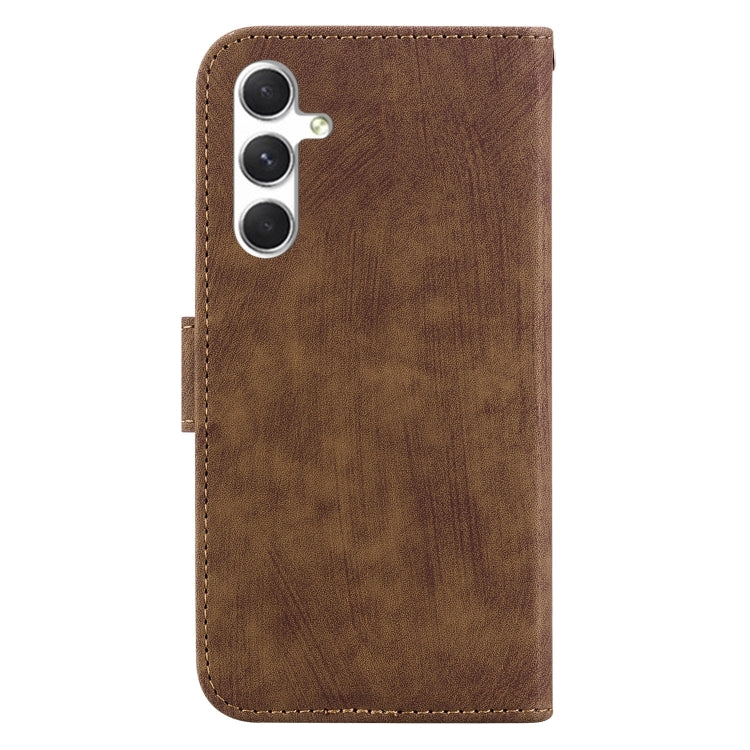 For Samsung Galaxy S25 5G Little Tiger Embossed Leather Phone Case(Brown)