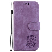 For Samsung Galaxy S25+ 5G Little Tiger Embossed Leather Phone Case(Purple)