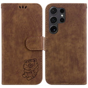 For Samsung Galaxy S25 Ultra 5G Little Tiger Embossed Leather Phone Case(Brown)