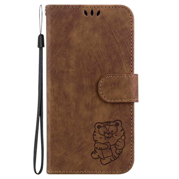 For Samsung Galaxy S25 Ultra 5G Little Tiger Embossed Leather Phone Case(Brown)