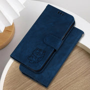 For Samsung Galaxy S25 Ultra 5G Little Tiger Embossed Leather Phone Case(Dark Blue)