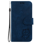 For Samsung Galaxy S25 Ultra 5G Little Tiger Embossed Leather Phone Case(Dark Blue)