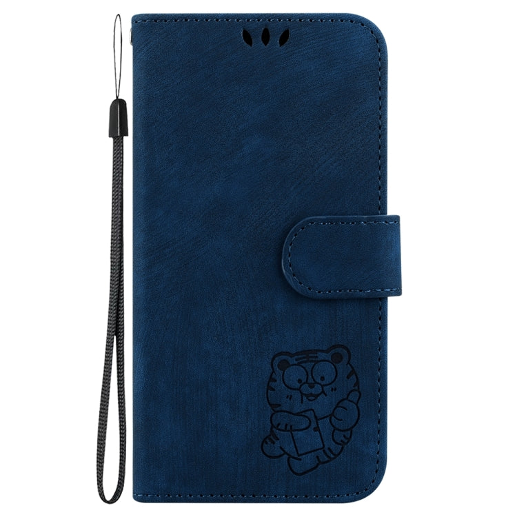 For Samsung Galaxy S25 Ultra 5G Little Tiger Embossed Leather Phone Case(Dark Blue)