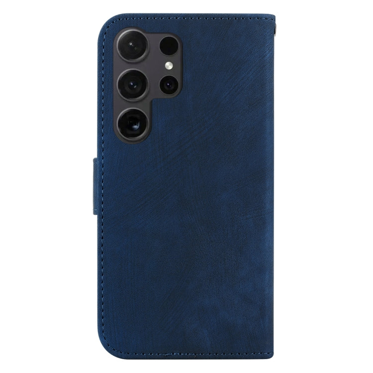For Samsung Galaxy S25 Ultra 5G Little Tiger Embossed Leather Phone Case(Dark Blue)