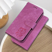 For Samsung Galaxy S25 Ultra 5G Little Tiger Embossed Leather Phone Case(Rose Red)