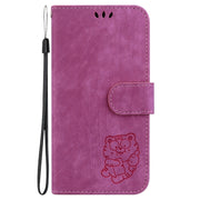 For Samsung Galaxy S25 Ultra 5G Little Tiger Embossed Leather Phone Case(Rose Red)