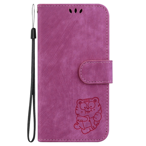 For Samsung Galaxy S25 Ultra 5G Little Tiger Embossed Leather Phone Case(Rose Red)