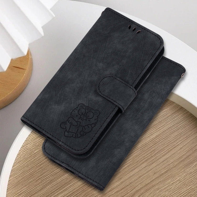 For Samsung Galaxy S25 Ultra 5G Little Tiger Embossed Leather Phone Case(Black)