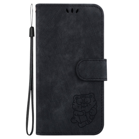 For Samsung Galaxy S25 Ultra 5G Little Tiger Embossed Leather Phone Case(Black)