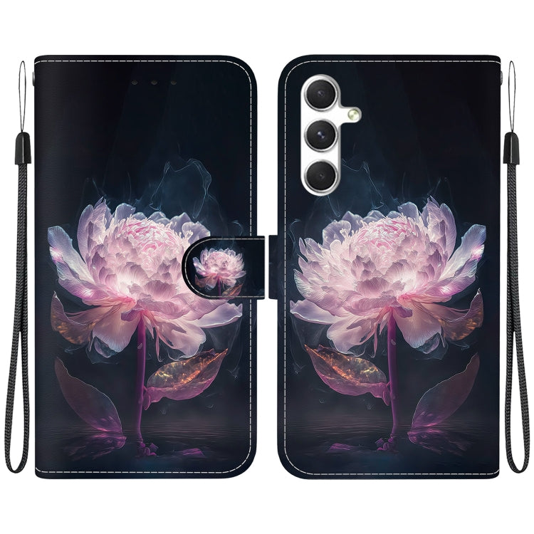 For Samsung Galaxy S25 5G Crystal Texture Colored Drawing Leather Phone Case(Purple Peony) - free shipping - PMC Jewellery - Order now!