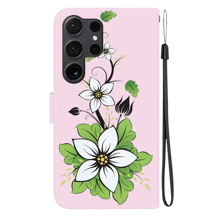 For Samsung Galaxy S25 Ultra 5G Crystal Texture Colored Drawing Leather Phone Case(Lily)