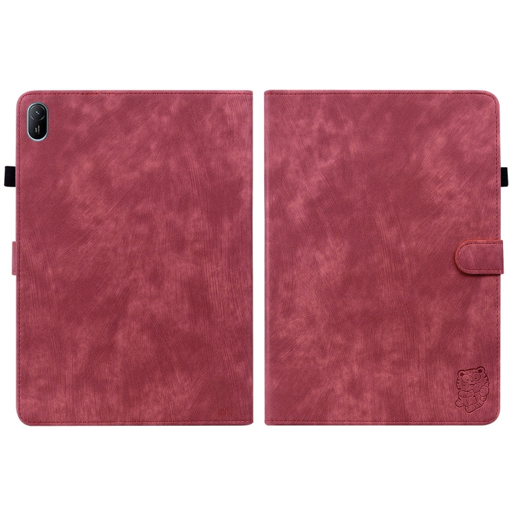 For Huawei MatePad SE 11 2024 Tiger Pattern Flip Leather Tablet Case(Red)
