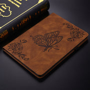 For itel Pad One 10.1 Butterfly Flower Embossed Leather Tablet Case(Brown)