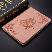 For itel Pad One 10.1 Butterfly Flower Embossed Leather Tablet Case(Rose Gold)