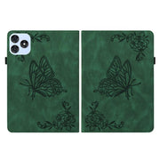 For itel VistaTab 30 Butterfly Flower Embossed Leather Tablet Case(Green)