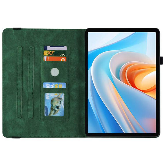For itel VistaTab 30 Butterfly Flower Embossed Leather Tablet Case(Green)