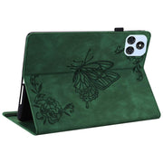 For itel VistaTab 30 Butterfly Flower Embossed Leather Tablet Case(Green)