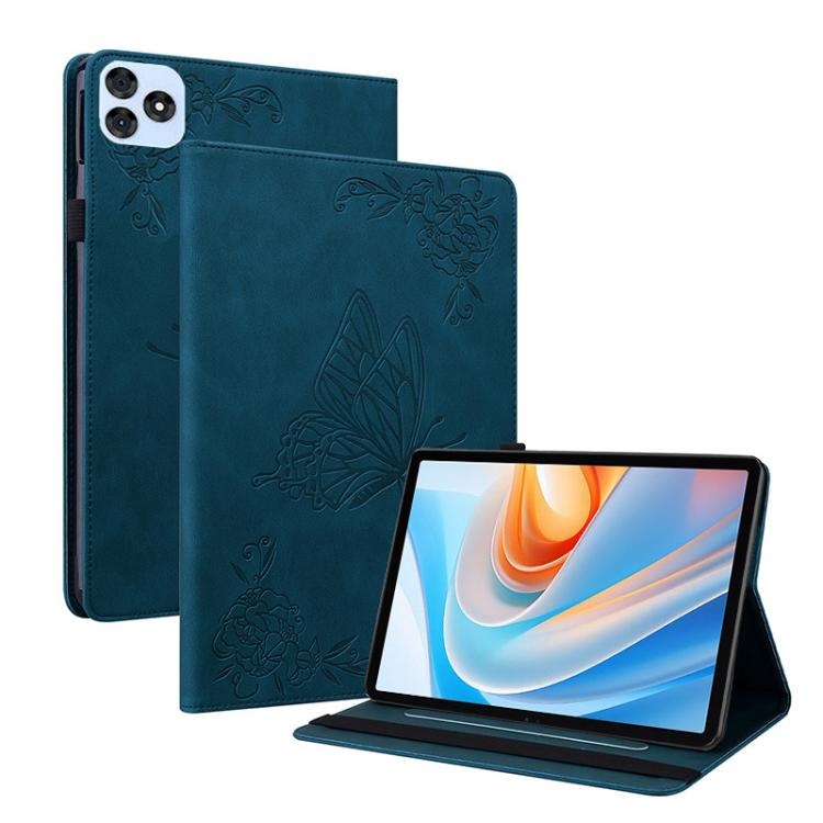 For itel VistaTab 30 Butterfly Flower Embossed Leather Tablet Case(Blue) - Others by PMC TechLife | Online Shopping South Africa | PMC TechLife | Buy Now Pay Later Mobicred