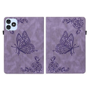 For itel VistaTab 30 Butterfly Flower Embossed Leather Tablet Case(Purple)