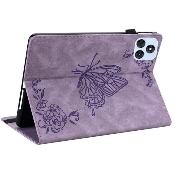 For itel VistaTab 30 Butterfly Flower Embossed Leather Tablet Case(Purple)