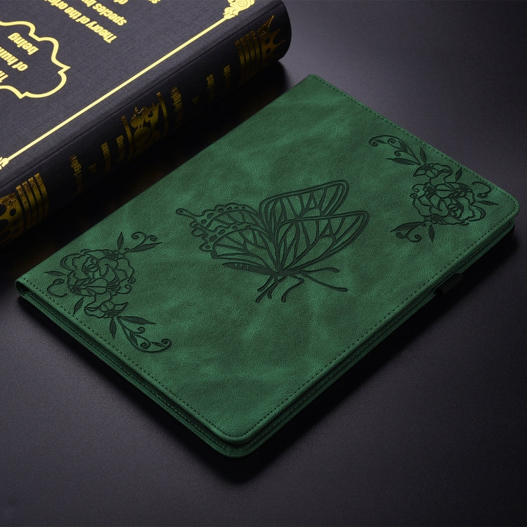 For Huawei MatePad SE 11 2024 Butterfly Flower Embossed Leather Tablet Case(Green)