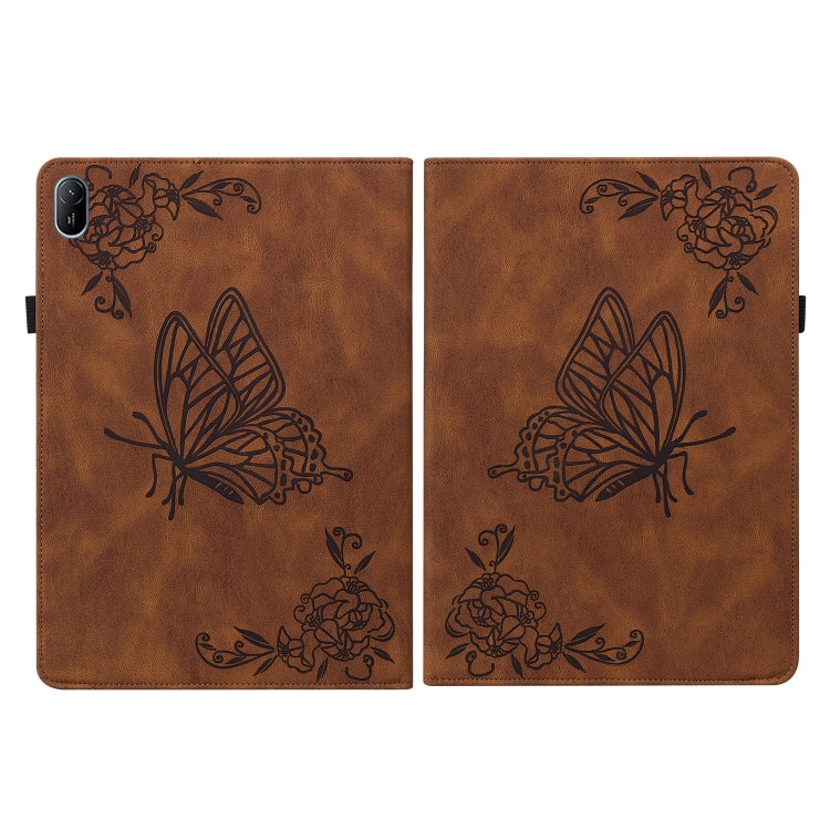 For Huawei MatePad SE 11 2024 Butterfly Flower Embossed Leather Tablet Case(Brown) - Huawei by PMC Jewellery | Online Shopping South Africa | PMC Jewellery | Buy Now Pay Later Mobicred