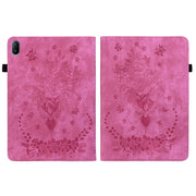 For Huawei MatePad SE 11 2024 Butterfly Rose Embossed Leather Tablet Case(Rose Red)