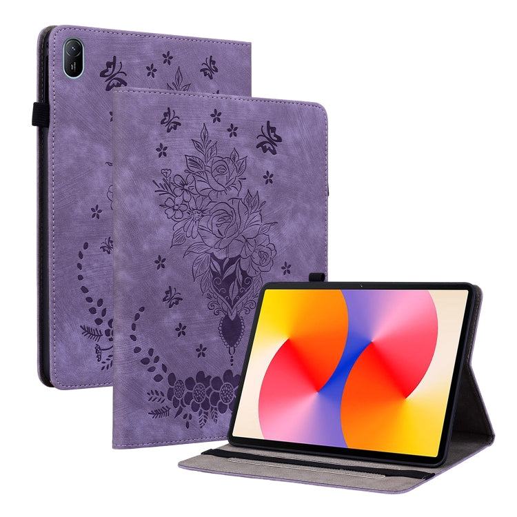 For Huawei MatePad SE 11 2024 Butterfly Rose Embossed Leather Tablet Case(Purple) - Huawei by PMC Jewellery | Online Shopping South Africa | PMC Jewellery | Buy Now Pay Later Mobicred
