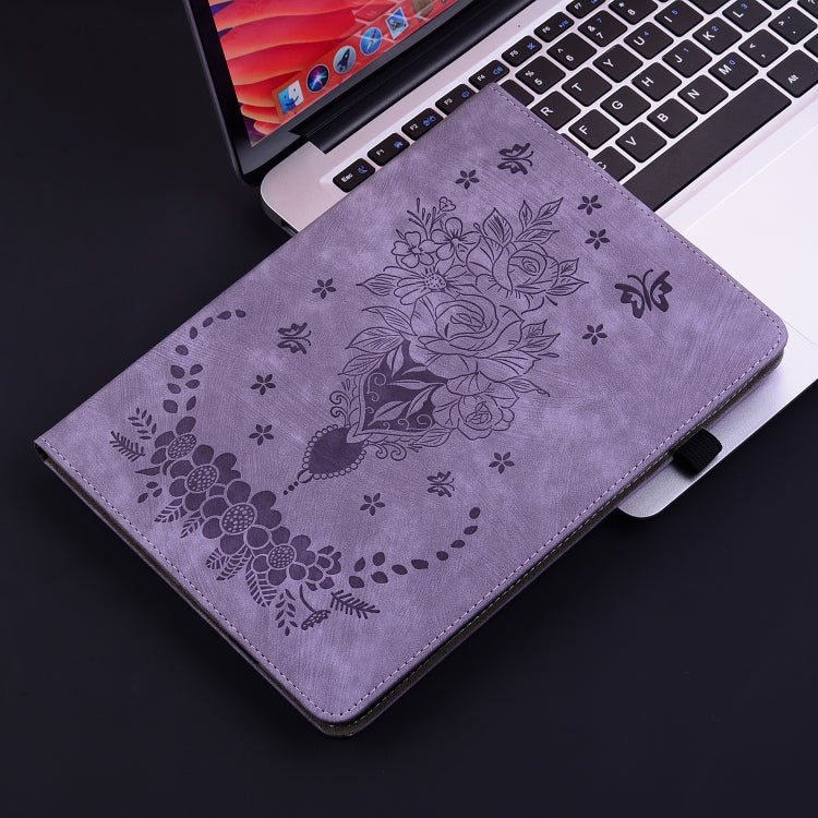 For Huawei MatePad SE 11 2024 Butterfly Rose Embossed Leather Tablet Case(Purple)