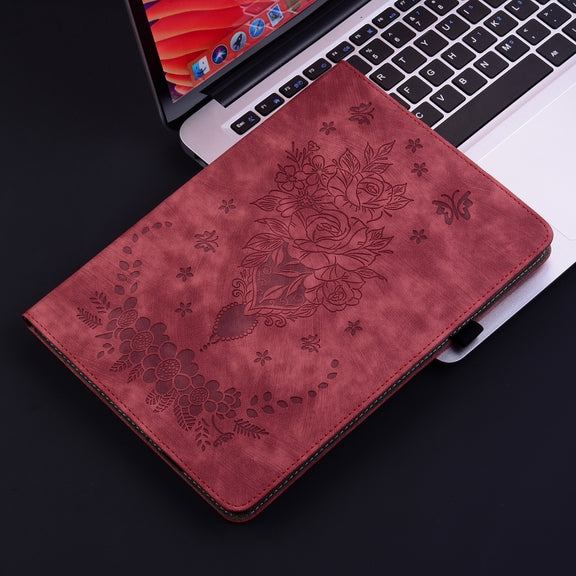 For Huawei MatePad SE 11 2024 Butterfly Rose Embossed Leather Tablet Case(Red)
