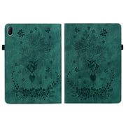 For Huawei MatePad SE 11 2024 Butterfly Rose Embossed Leather Tablet Case(Green)