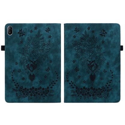 For Huawei MatePad SE 11 2024 Butterfly Rose Embossed Leather Tablet Case(Dark Blue) - Huawei by PMC Jewellery | Online Shopping South Africa | PMC Jewellery | Buy Now Pay Later Mobicred