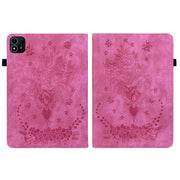 For itel Pad One 10.1 Butterfly Rose Embossed Leather Tablet Case(Rose Red)
