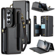 For Samsung Galaxy Z Fold6 5G CaseMe C22 PC+TPU Business Style RFID Anti-theft Lanyard Leather Phone Case with Pen Slot(Black) - free shipping - PMC Jewellery - Order now!
