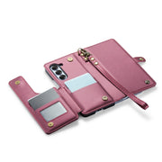 For Samsung Galaxy Z Fold6 5G CaseMe C22 PC+TPU Business Style RFID Anti-theft Lanyard Leather Phone Case with Pen Slot(Wine Red)