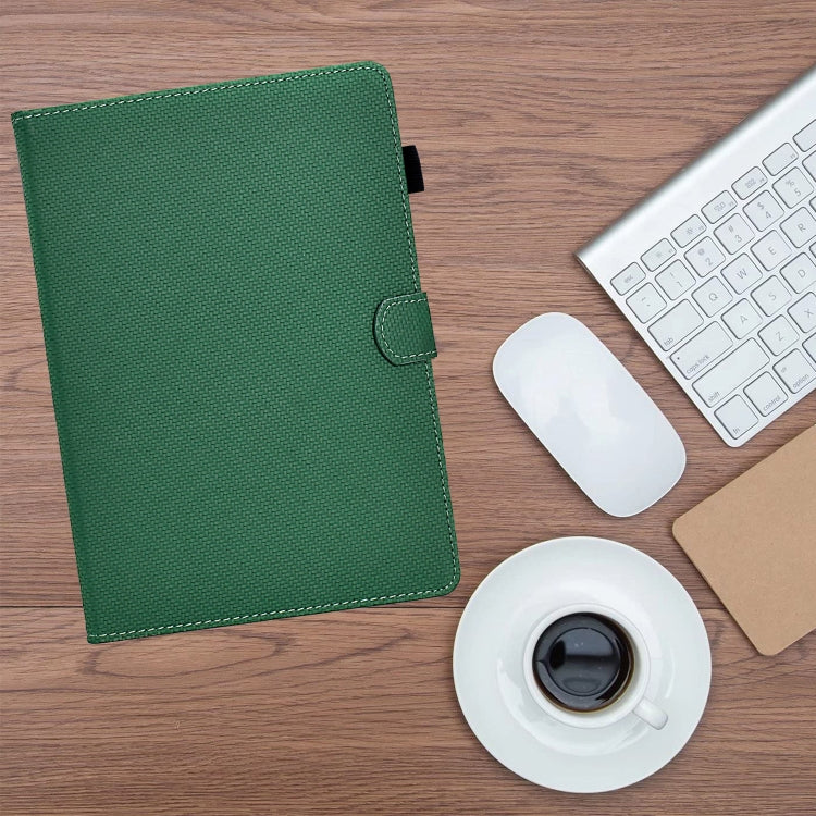 For Samsung Galaxy Tab S9 / S9 FE Solid Color Fiber Texture Smart Tablet Leather Case(Green)