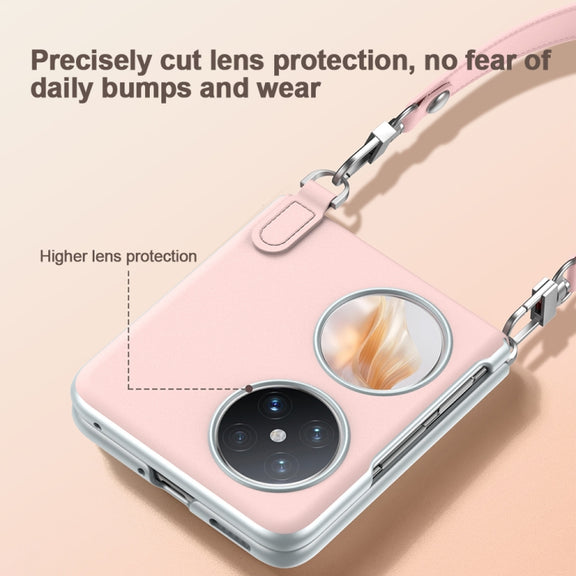 For Huawei P50 Pocket / Pocket S SULADA Skin Feel Liquid Leather Phone Case with Strap(White)