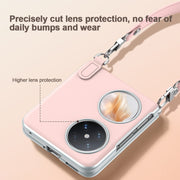 For Huawei P50 Pocket / Pocket S SULADA Skin Feel Liquid Leather Phone Case with Strap(Pink)