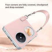 For Huawei Pocket 2 SULADA Skin Feel Liquid Leather Phone Case with Strap(White)
