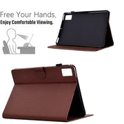 For Lenovo Tab M11 / Xiaoxin Pad 2024 Solid Color Fiber Texture Smart Tablet Leather Case(Brown)