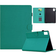 For Lenovo Tab M11 / Xiaoxin Pad 2024 Solid Color Fiber Texture Smart Tablet Leather Case(Lake Green)