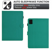 For Lenovo Tab M11 / Xiaoxin Pad 2024 Solid Color Fiber Texture Smart Tablet Leather Case(Lake Green)