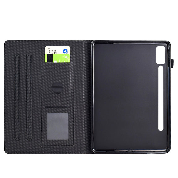 For Lenovo Tab P12 Solid Color Fiber Texture Smart Tablet Leather Case(Black)