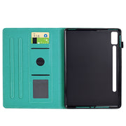 For Lenovo Tab P12 Solid Color Fiber Texture Smart Tablet Leather Case(Lake Green)