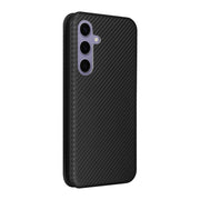 For Samsung Galaxy S25+ 5G Carbon Fiber Texture Flip Leather Phone Case(Black)