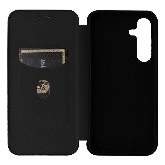 For Samsung Galaxy S25+ 5G Carbon Fiber Texture Flip Leather Phone Case(Black)