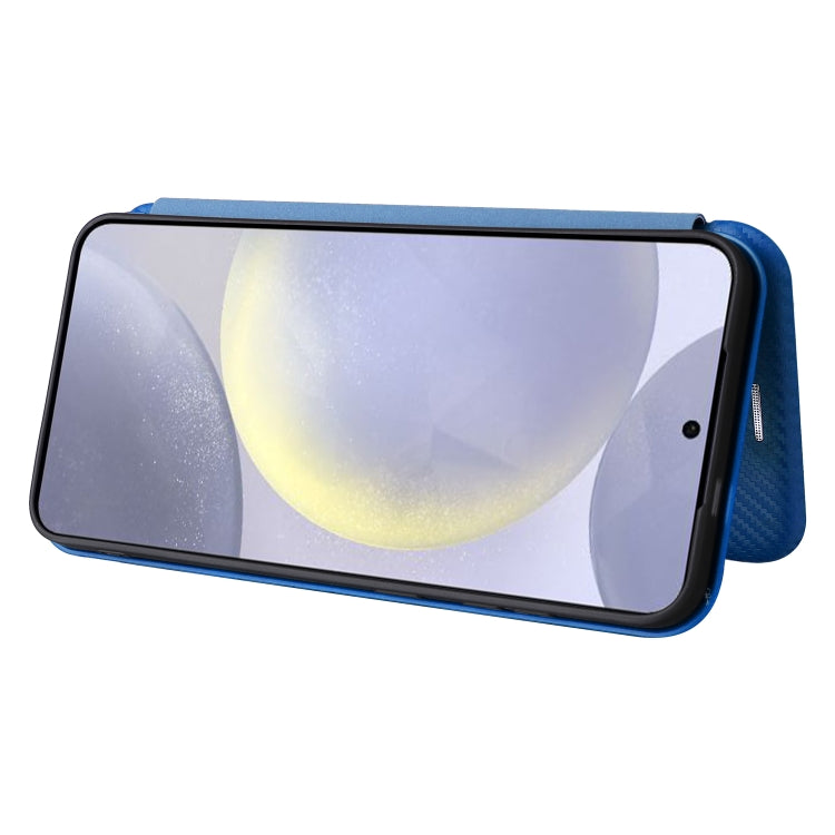 For Samsung Galaxy S25+ 5G Carbon Fiber Texture Flip Leather Phone Case(Blue)